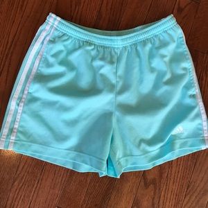Adidas teal and white running shorts size small
